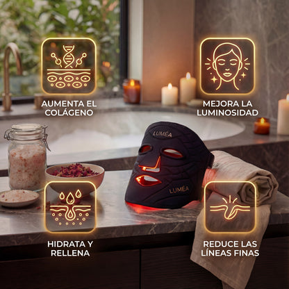 Máscara facial LED con terapia de luz roja